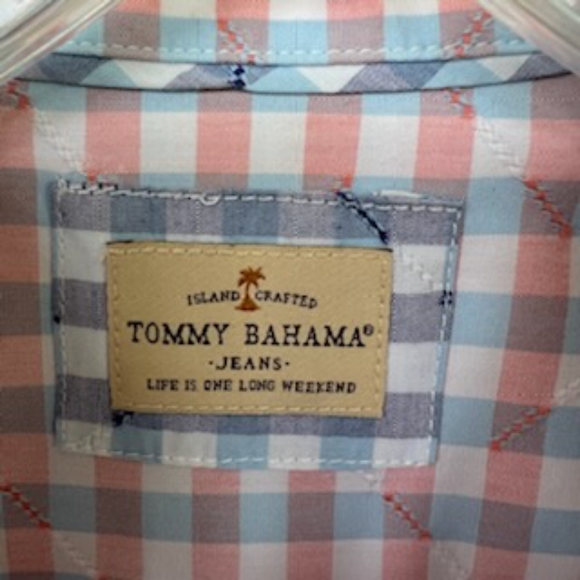 TOMMY BAHAMA BLUE RED PLAID BUTTON DOWN LONG SLEEVE SHIRT SIZE MEDIUM - Picture 3 of 15